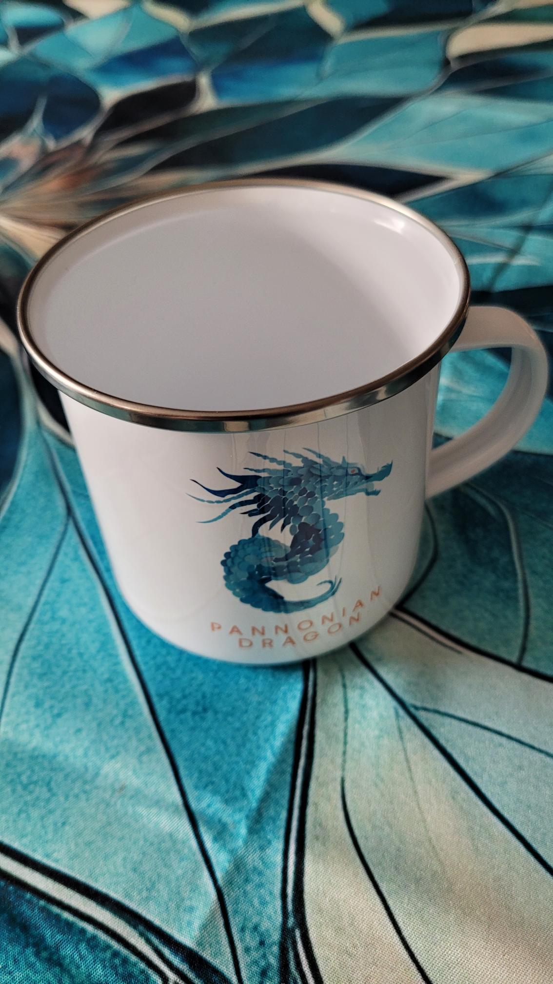 Pannonian Dragon Enamel Dose Mug – 250ml Branded Camping Cup