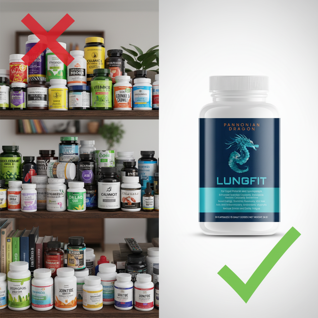 supplements on the left are stacked on shelf in 3 levels